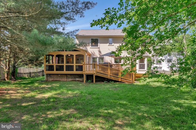 10866 Monticello Ct, Great Falls, VA 22066 - back of property featuring a wooden deck and a sunroom