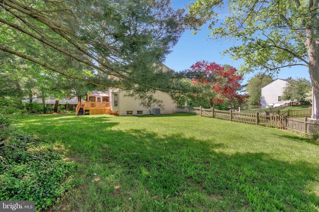 10866 Monticello Ct, Great Falls, VA 22066 - view of yard with a deck, central AC, and stairs