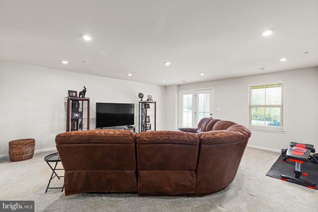 719 Thurlow Ct, Bel Air, MD 21014 - living room with baseboards, recessed lighting, and light carpet