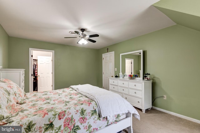 5855 Springmount Ct, Eldersburg, MD 21784 - bedroom with light carpet, baseboards, and ceiling fan
