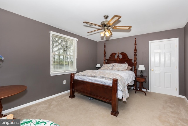 5855 Springmount Ct, Eldersburg, MD 21784 - bedroom with light carpet, a ceiling fan, and baseboards