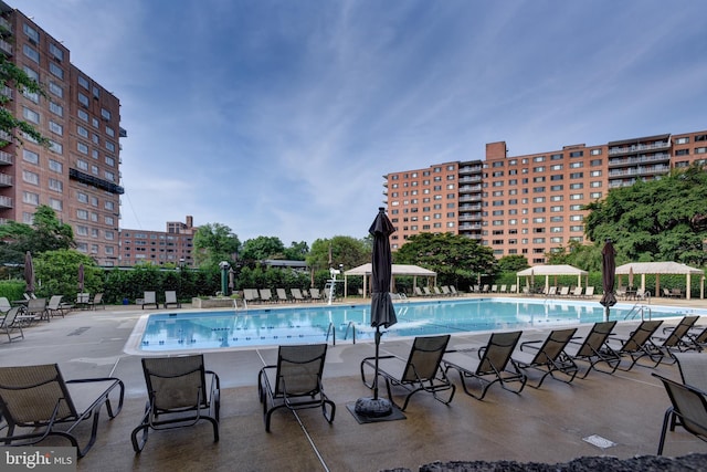 pool featuring a patio area
