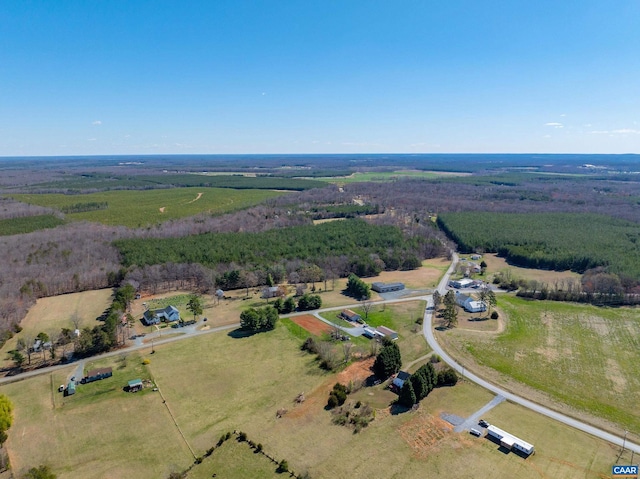 aerial view featuring a rural view