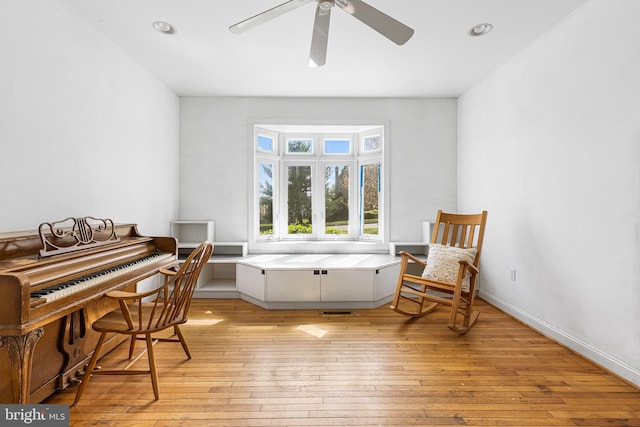 1406 Gentlemens Way, Dresher, PA 19025 - living area featuring light wood-style floors, a ceiling fan, and recessed lighting