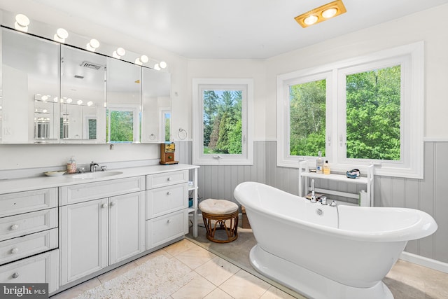 1406 Gentlemens Way, Dresher, PA 19025 - full bathroom with a wainscoted wall, vanity, and a soaking tub