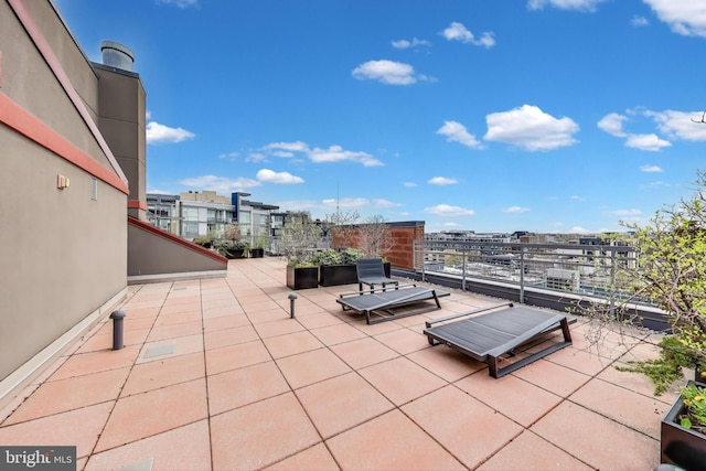 view of patio / terrace featuring a view of city
