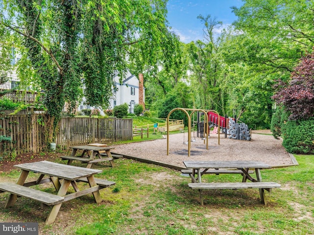 community play area with fence