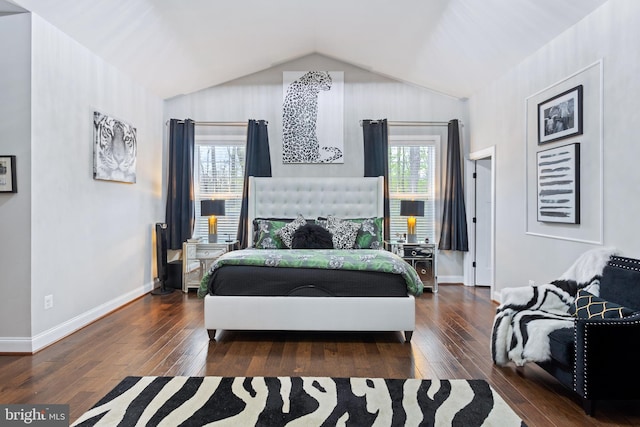 765 Blueberry Ct, Huntingtown, MD 20639 - bedroom with hardwood / wood-style floors, baseboards, and vaulted ceiling