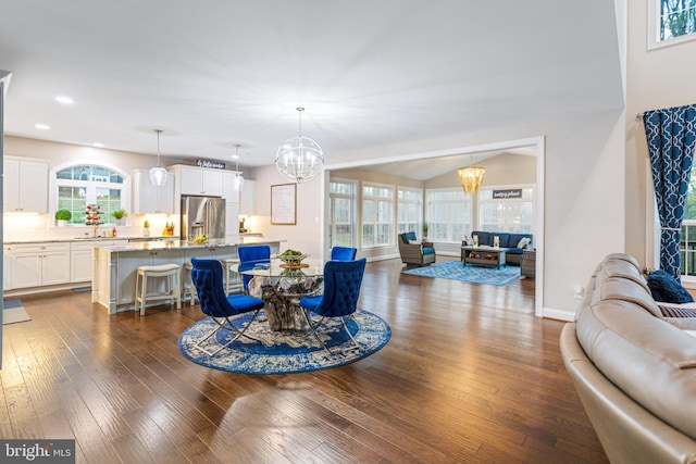 765 Blueberry Ct, Huntingtown, MD 20639 - living area featuring a chandelier, dark wood-style flooring, baseboards, and recessed lighting
