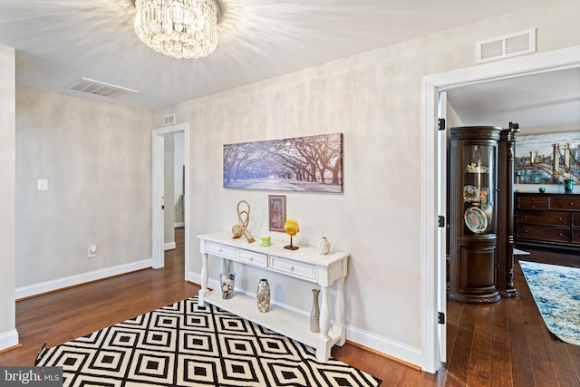 765 Blueberry Ct, Huntingtown, MD 20639 - hall with visible vents, baseboards, and wood finished floors