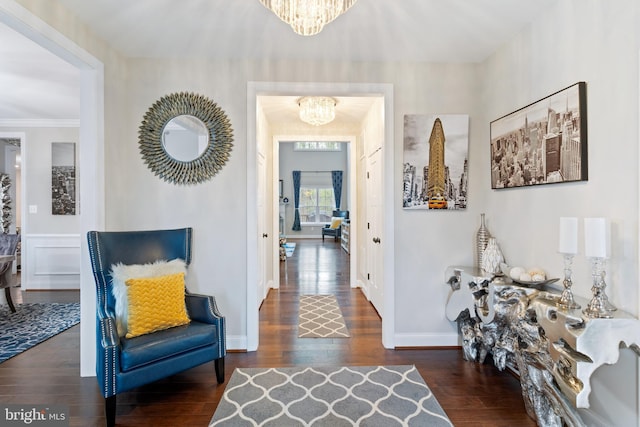 765 Blueberry Ct, Huntingtown, MD 20639 - foyer with baseboards, a notable chandelier, and wood finished floors