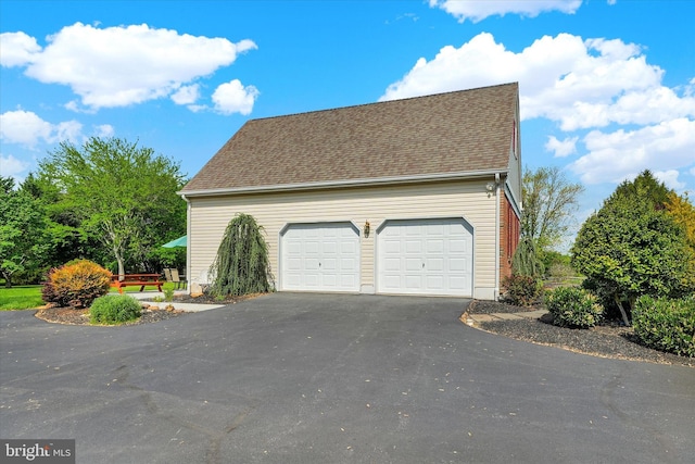 view of side of property with a shingled roof
