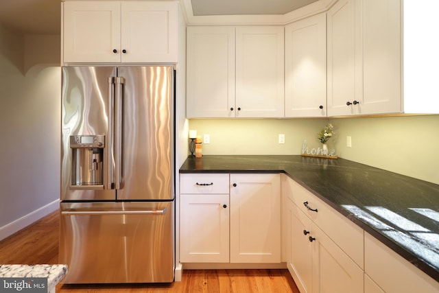 451 E Hamilton Ave, State College, PA 16801 - kitchen featuring light wood-type flooring, high end fridge, and white cabinetry