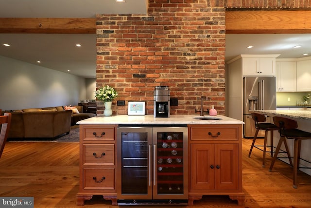 451 E Hamilton Ave, State College, PA 16801 - bar with high quality fridge, a sink, indoor wet bar, beverage cooler, and recessed lighting