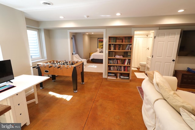 451 E Hamilton Ave, State College, PA 16801 - rec room with finished concrete flooring, recessed lighting, and visible vents