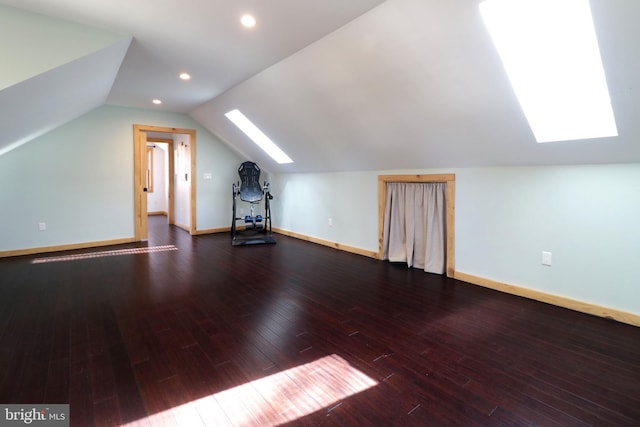 451 E Hamilton Ave, State College, PA 16801 - bonus room with wood-type flooring, recessed lighting, baseboards, and lofted ceiling with skylight