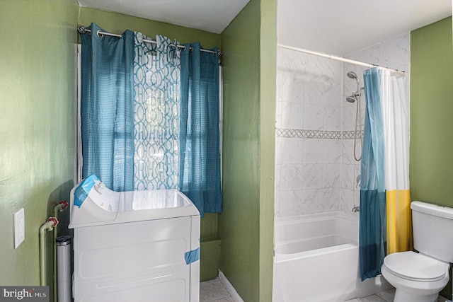 59 Granite Rd, Levittown, PA 19057 - full bath with toilet, shower / tub combo, tile patterned floors, and washer / dryer