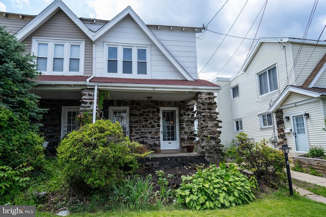 8 Oakley Rd, Upper Darby, PA 19082 - view of front of property with stone siding and a porch