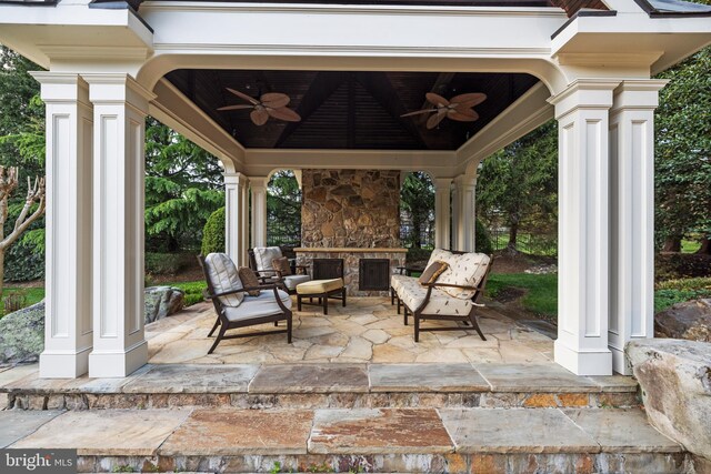 11820 Plantation Dr, Great Falls, VA 22066 - view of patio / terrace with a gazebo and ceiling fan