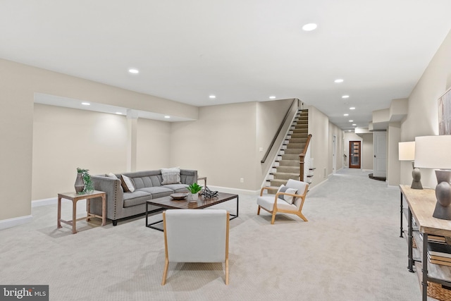 11820 Plantation Dr, Great Falls, VA 22066 - living area with recessed lighting, baseboards, and light carpet