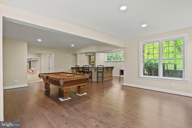 11820 Plantation Dr, Great Falls, VA 22066 - rec room with recessed lighting, pool table, baseboards, and wood finished floors