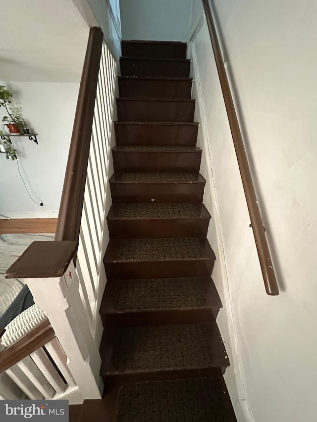 staircase featuring wood finished floors