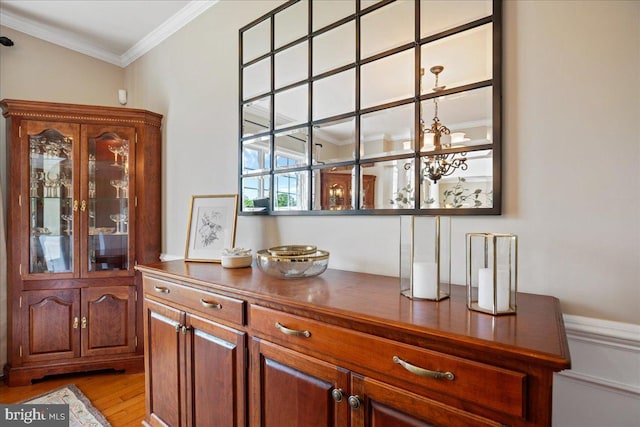 12670 Perrywood Ln, Dunkirk, MD 20754 - bar featuring crown molding and light wood finished floors