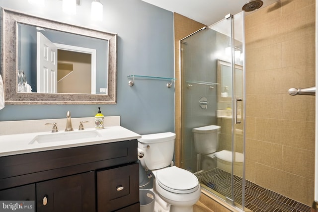 6759 Bronze Post Rd, Centreville, VA 20121 - bathroom featuring toilet, a shower stall, and vanity