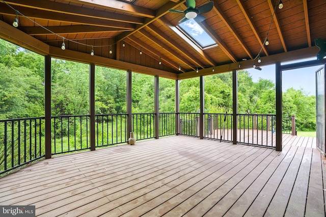 6759 Bronze Post Rd, Centreville, VA 20121 - unfurnished sunroom with a skylight and vaulted ceiling