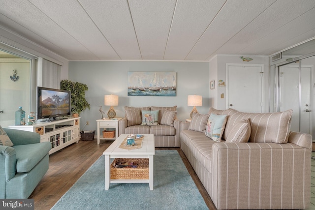 107 Convention Center Dr Unit 161D, Ocean City, MD 21842 - living area with visible vents, wood finished floors, and a textured ceiling