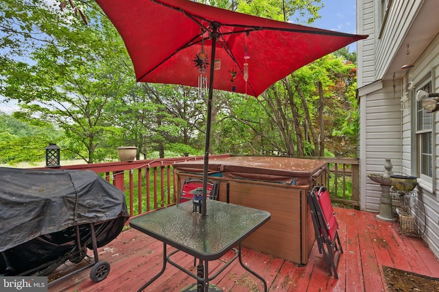 9525 Queens Guard Ct, Laurel, MD 20723 - wooden deck with a hot tub and area for grilling
