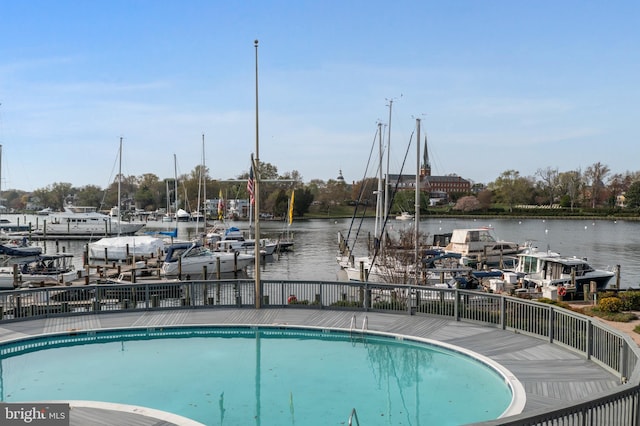301 Burnside St Unit B 302, Annapolis, MD 21403 - view of pool featuring a boat dock and a water view