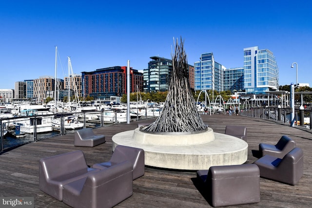 view of patio with a view of city