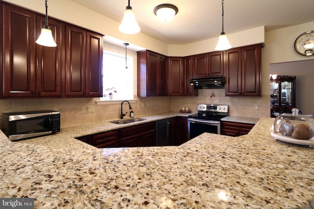 311 Treetops Dr, State College, PA 16801 - kitchen featuring a sink, tasteful backsplash, appliances with stainless steel finishes, and under cabinet range hood