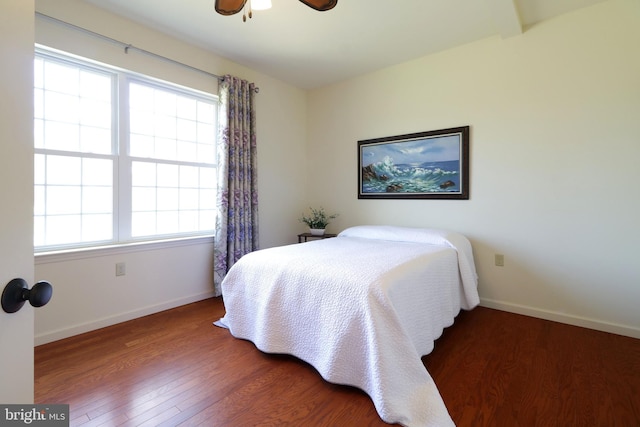 311 Treetops Dr, State College, PA 16801 - bedroom with wood finished floors, baseboards, and a ceiling fan