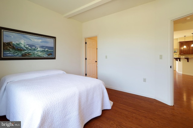 311 Treetops Dr, State College, PA 16801 - bedroom with beam ceiling, baseboards, and wood finished floors