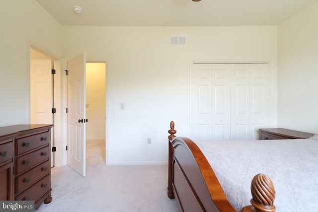 311 Treetops Dr, State College, PA 16801 - bedroom featuring light carpet, a closet, baseboards, and visible vents