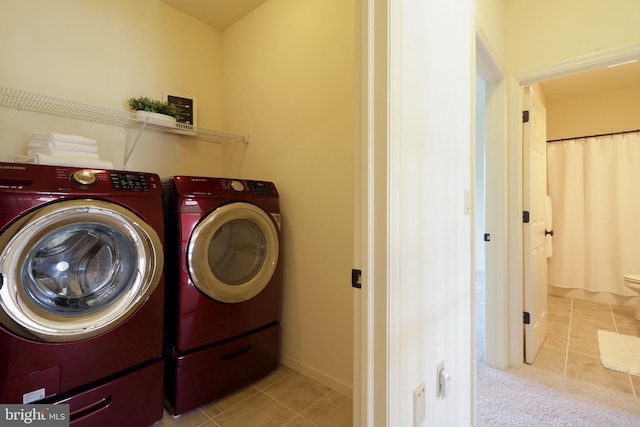 311 Treetops Dr, State College, PA 16801 - washroom with laundry area, tile patterned flooring, and washer and clothes dryer