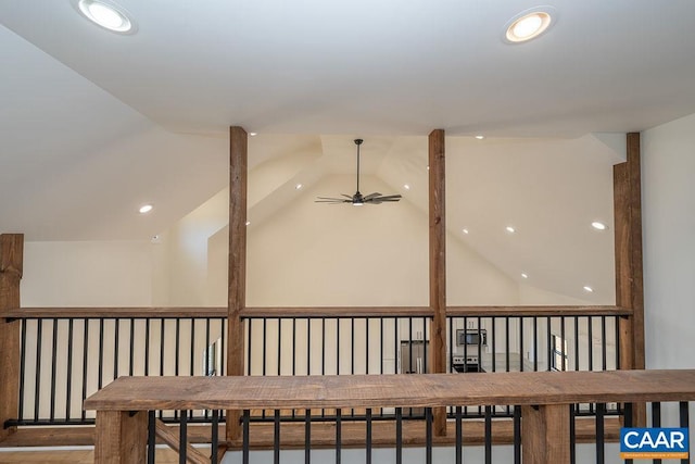 interior space featuring ceiling fan and recessed lighting