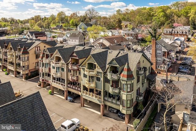 aerial view with a residential view
