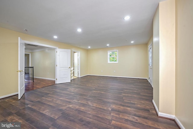 6411 L St, Capitol Heights, MD 20743 - below grade area featuring baseboards, wood finished floors, and recessed lighting