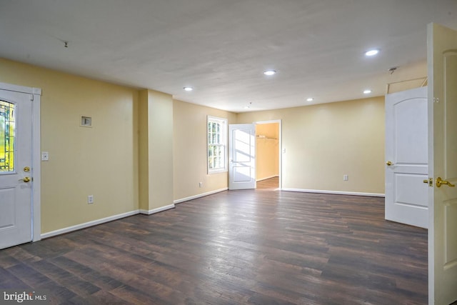 6411 L St, Capitol Heights, MD 20743 - spare room featuring baseboards, dark wood-style flooring, and recessed lighting