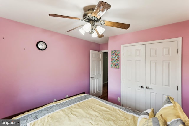 3814 Woodlawn Ct, Alexandria, VA 22304 - bedroom featuring a ceiling fan, baseboards, and a closet