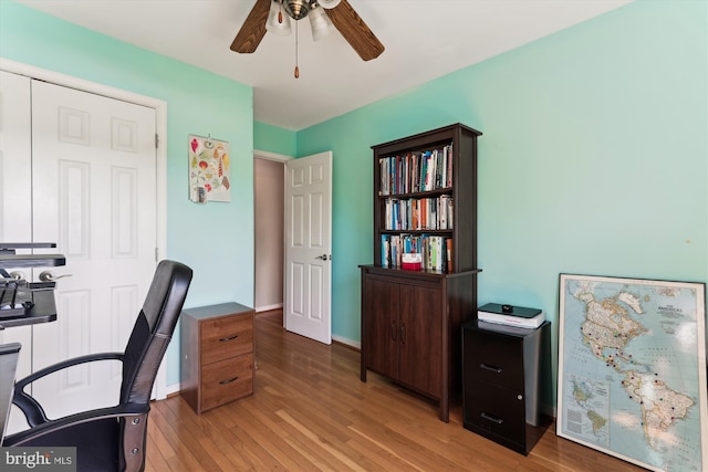 3814 Woodlawn Ct, Alexandria, VA 22304 - office with baseboards, ceiling fan, and light wood finished floors