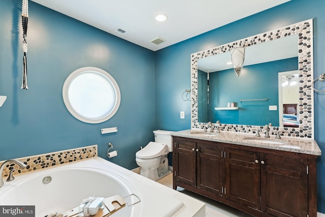 3814 Woodlawn Ct, Alexandria, VA 22304 - ensuite bathroom featuring toilet, visible vents, a sink, and a garden tub