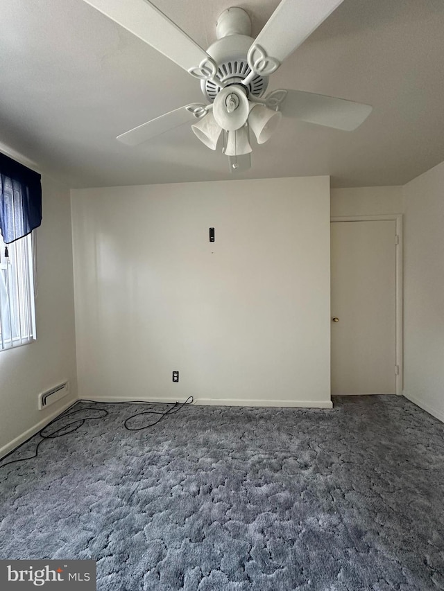 1224 Sheridan Ave, Baltimore, MD 21239 - unfurnished room with visible vents, a ceiling fan, carpet flooring, and baseboards