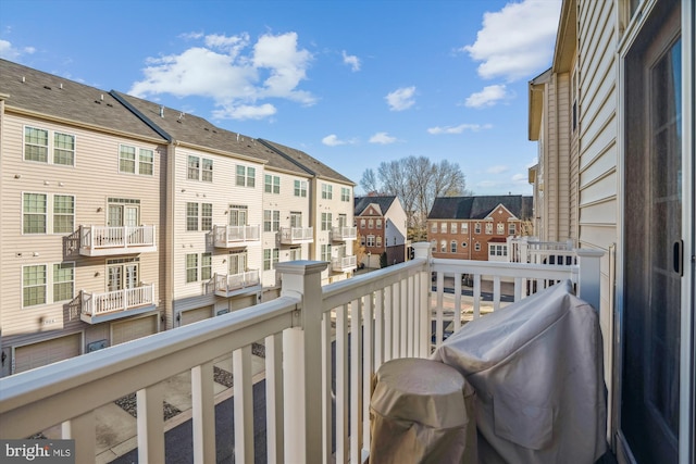 balcony featuring a residential view