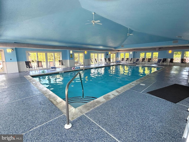 community pool with ceiling fan