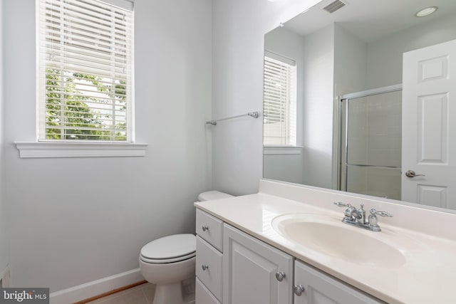 2804 Persimmon Pl Unit D3, Cambridge, MD 21613 - full bath featuring vanity, visible vents, toilet, an enclosed shower, and baseboards