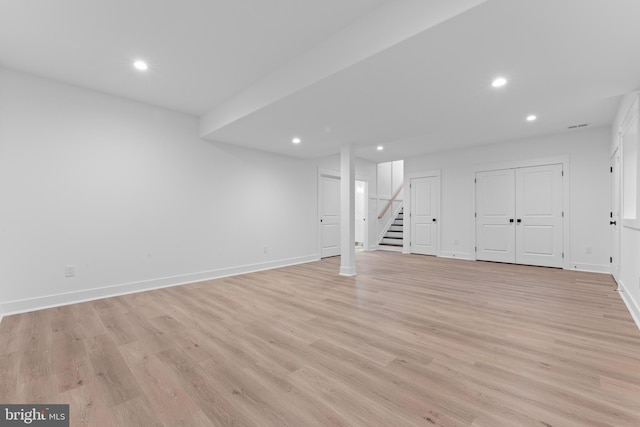 LOT3 Dowlin Forge Rd, Downingtown, PA 19335 - finished basement with stairs, light wood finished floors, recessed lighting, and baseboards